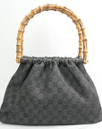 Gucci Gray GG Canvas Bamboo Handbag