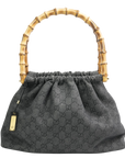 Gucci Gray GG Canvas Bamboo Handbag