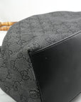 Gucci Gray GG Canvas Bamboo Handbag