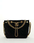CHANEL Velvet Bucket Shoulder Bag