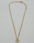 CHRISTIAN DIOR Logo Necklace Round Circle Pendant