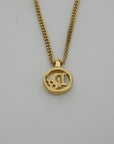 CHRISTIAN DIOR Logo Necklace Round Circle Pendant