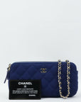 CHANEL Cotton Jersey Matelassé Chain Wallet/Mini Shoulder Bag 2Way