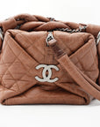 CHANEL 2005-2006 Brown/Silver Matelassé Handbag