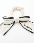 CHANEL Silk Ivory Black Scrunchie
