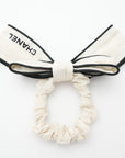 CHANEL Silk Ivory Black Scrunchie