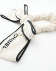 CHANEL Silk Ivory Black Scrunchie