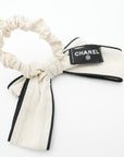 CHANEL Silk Ivory Black Scrunchie
