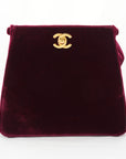 CHANEL 1996-1997 W Face Velour Mini Velour Bordeaux Gold Handbag