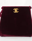 CHANEL 1996-1997 W Face Velour Mini Velour Bordeaux Gold Handbag