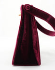 CHANEL 1996-1997 W Face Velour Mini Velour Bordeaux Gold Handbag