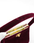 CHANEL 1996-1997 W Face Velour Mini Velour Bordeaux Gold Handbag