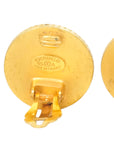 CHANEL Wood Shell Button Coco Mark Earrings