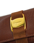 SALVATORE FERRAGAMO Lizard Pattern Vara Plate Key Case