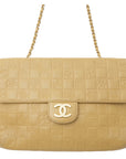 CHANEL 2003-2004 Embossed Logo Chain Double-Front Flap Shoulder Bag