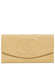 CHANEL 1997-1999 Coco Mark Caviar Skin Long Wallet