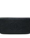 CHANEL 2003-2004 Caviar Skin Long Wallet