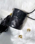 CHANEL 1997-1999 Fringe Bucket Lambskin Shoulder Bag