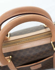 CELINE Brown Mcadam Mini Boston Handbag