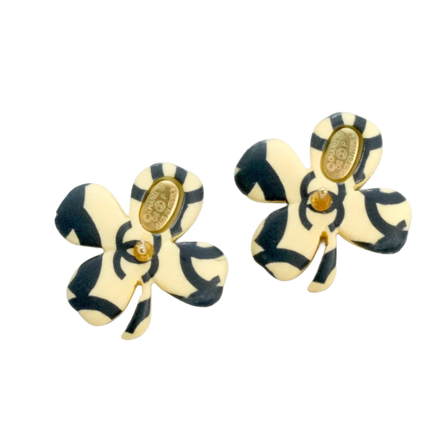 CHANEL Clover Motif Earrings