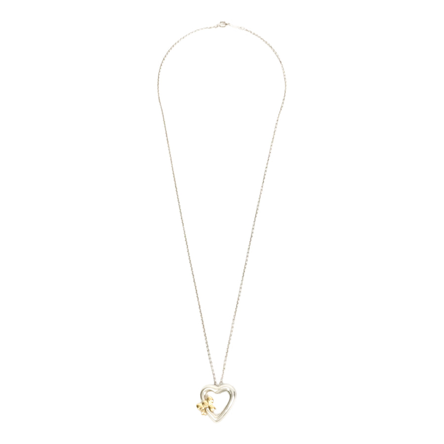TIFFANY & CO. SV925 K18YG Open Heart Ribbon Necklace