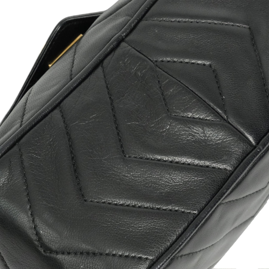 CHANEL 1991-1994 Coco Mark V-Stick Chain Lambskin Shoulder Bag