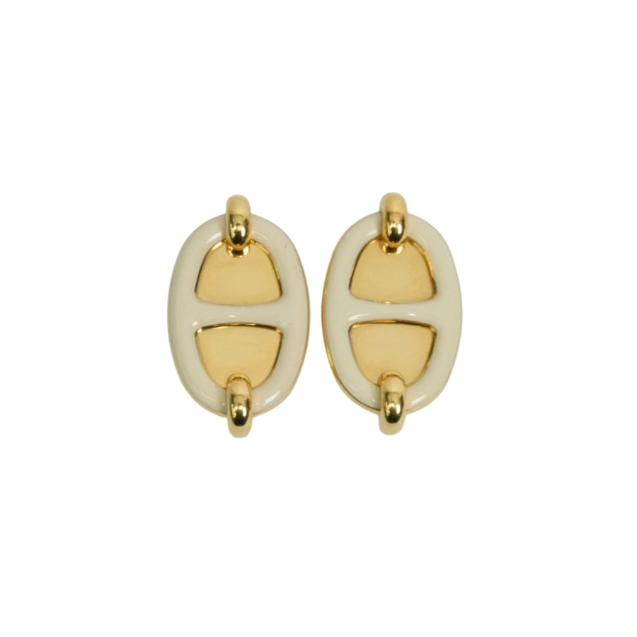 HERMES Mini Maillon Chain Link Earrings