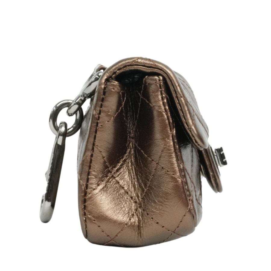 CHANEL 2008-2009 2.55 Matelassé Chain Double Flap Shoulder Bag with Pouch