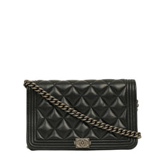 CHANEL Boy Chanel Matelassé Coco Mark Chain Wallet / Shoulder Bag