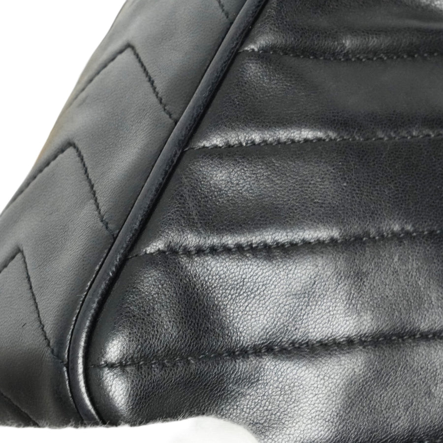 CHANEL 1991-1994 Coco Mark V-Stick Chain Lambskin Shoulder Bag