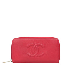 CHANEL 2013-2014 Caviar Skin Coco Mark Long Wallet