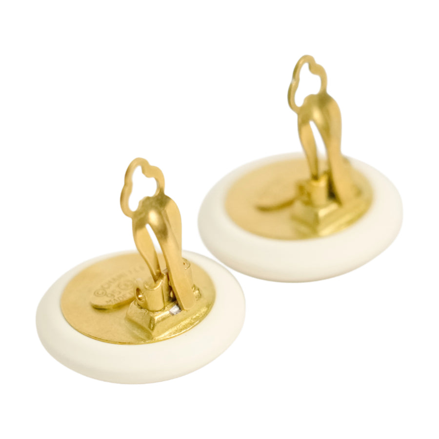 CHANEL Coco Mark Button Earrings