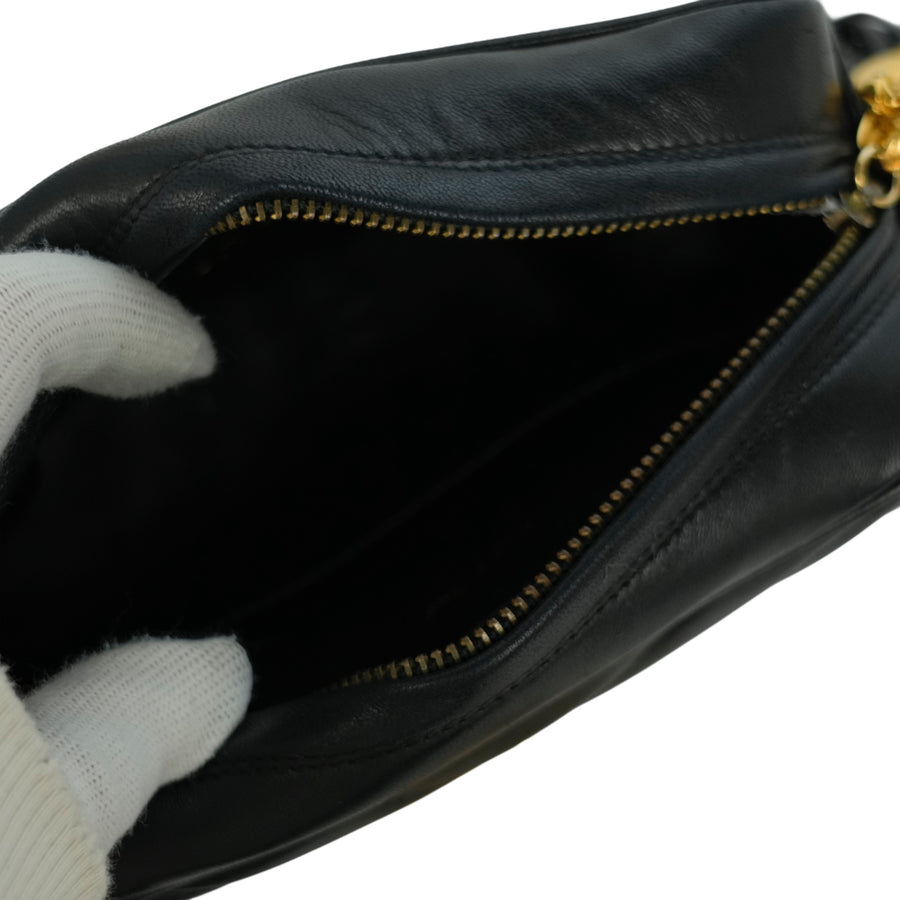 CHANEL 1991-1994 Coco Mark V-Stick Chain Lambskin Shoulder Bag