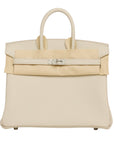 HERMÈS Birkin 25 Handbag in Gris Glacier White