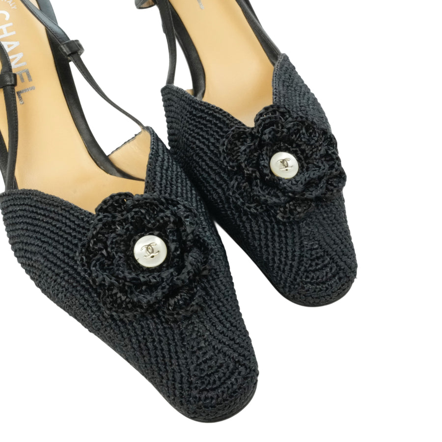 CHANEL Camellia Slingback Sandals