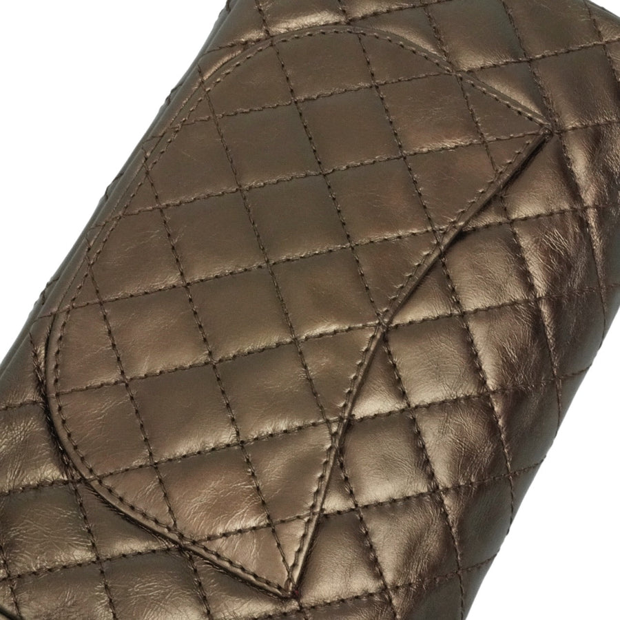 CHANEL 2008-2009 2.55 Matelassé Chain Double Flap Shoulder Bag with Pouch