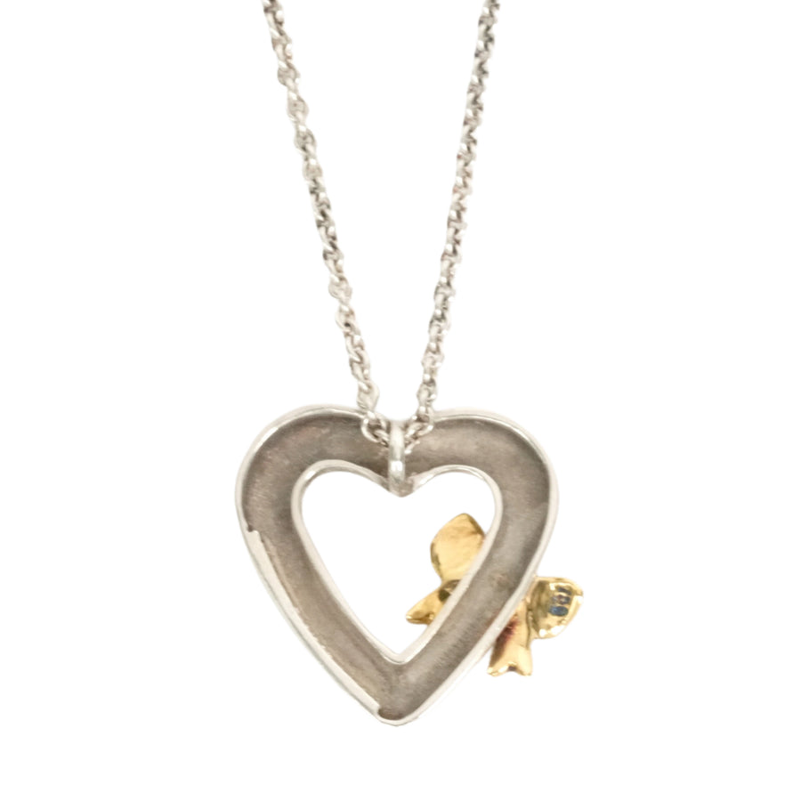 TIFFANY & CO. SV925 K18YG Open Heart Ribbon Necklace