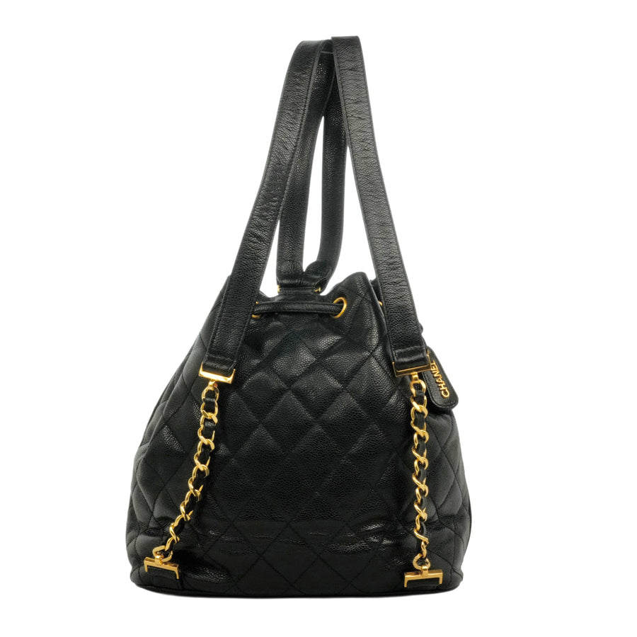 CHANEL 1994–1996 Drawstring Style Caviar Leather Backpack / Handbag