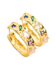 Vintage-Style Multicolor Stone Hoop Earrings