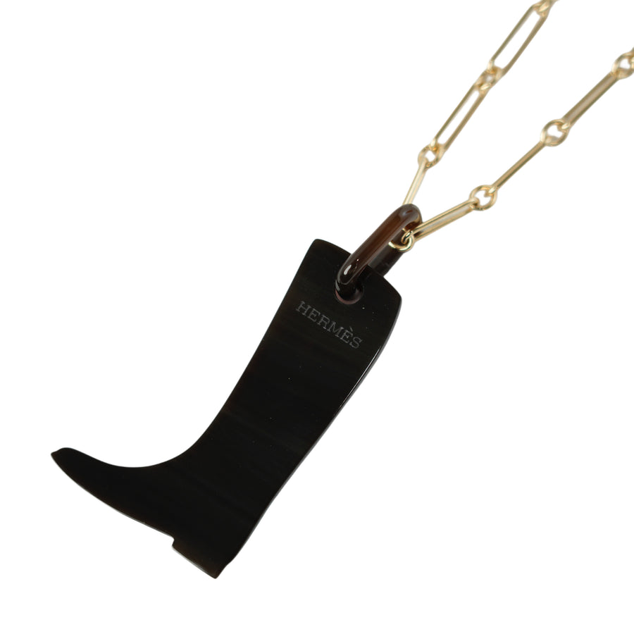 HERMES Buffalo Horn Boots Necklace