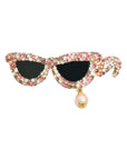 Vintage-Style Sunglasses Rhinestone Brooch