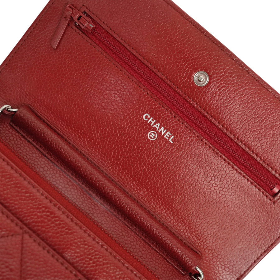 CHANEL 2014 Matelasse Caviar Skin Chain Wallet / Shoulder Bag
