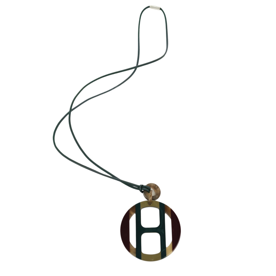 HERMES H Equip Buffalo Horn Lacquer Necklace