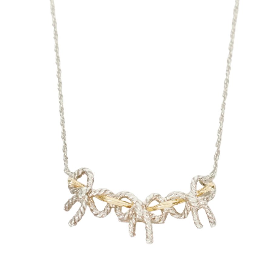 TIFFANY & CO. SV925 K18YG Triple Ribbon Necklace