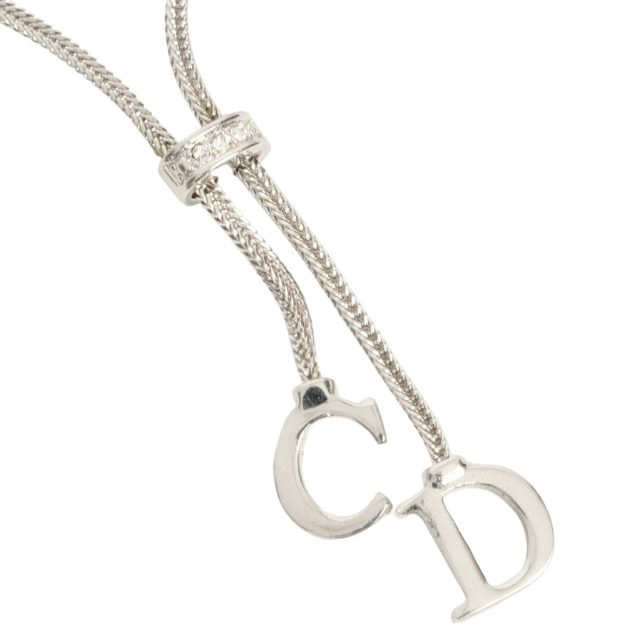 CHRISTIAN DIOR CD Logo Rhinestone Necklace