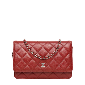 CHANEL 2014 Matelasse Caviar Skin Chain Wallet / Shoulder Bag