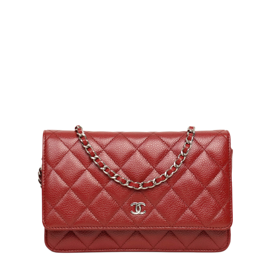 CHANEL 2014 Matelasse Caviar Skin Chain Wallet / Shoulder Bag