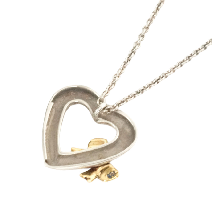 TIFFANY & CO. SV925 K18YG Open Heart Ribbon Necklace