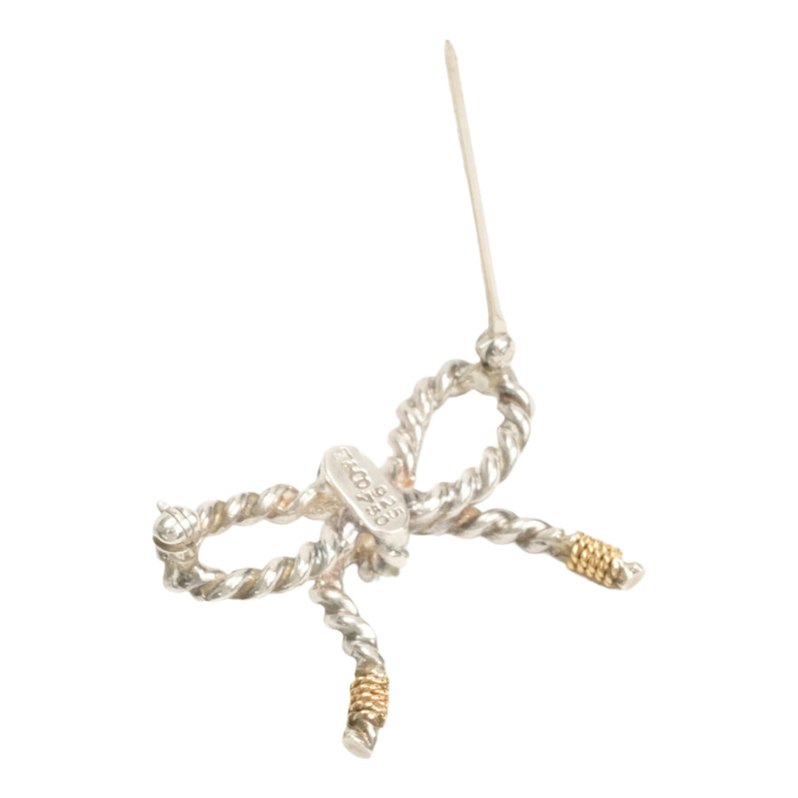TIFFANY & CO. SV925 K18YG Ribbon Brooch