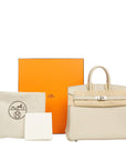 HERMÈS Birkin 25 Handbag in Gris Glacier White